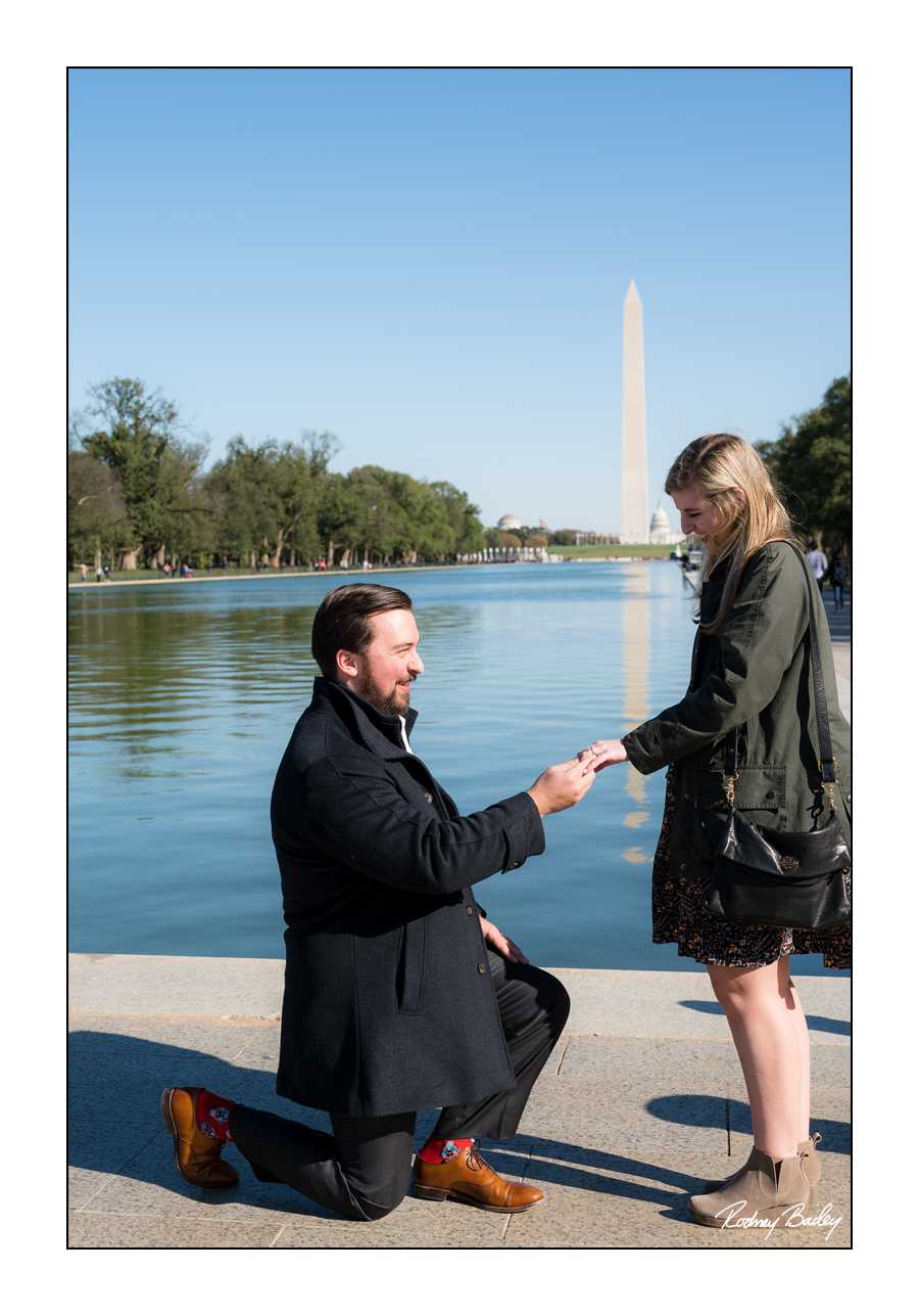 Washington DC Lincoln Memorial Rodney Bailey engagement proposal photography