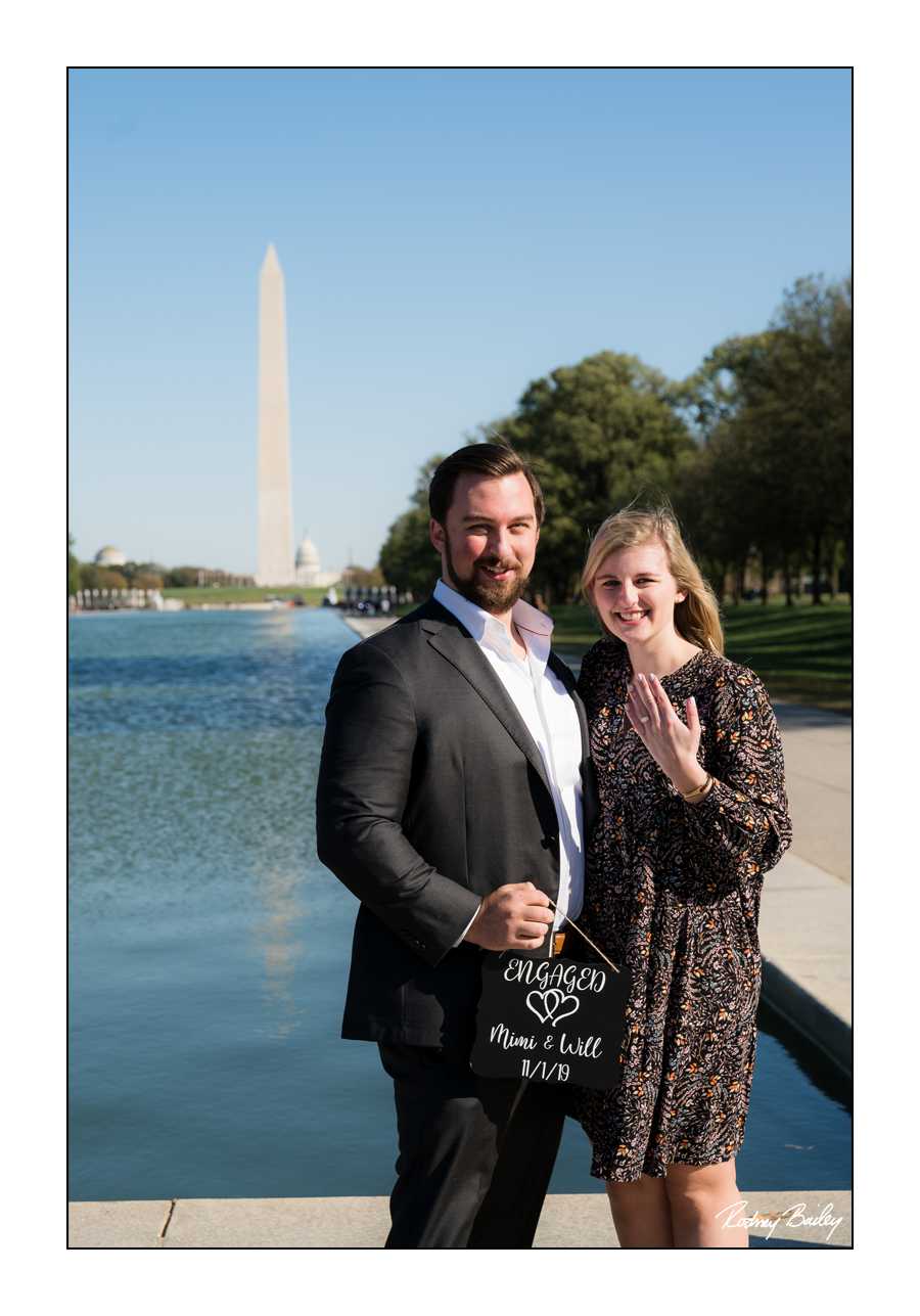 Washington DC Lincoln Memorial Rodney Bailey engagement proposal photography