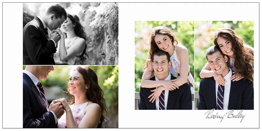 Couple engaged at St. Francis Hall, joyful expressions, intimate moments, outdoor setting, wedding photography by Rodney Bailey.